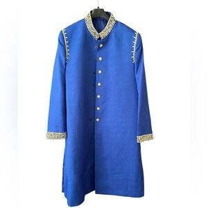 Blue Embroidered Men's Coat Indian/Pakistani style